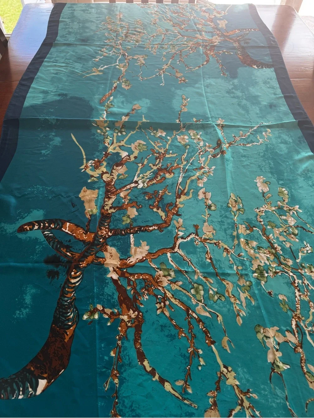 Teal Floral Silk Scarf - Women Bags Accessory